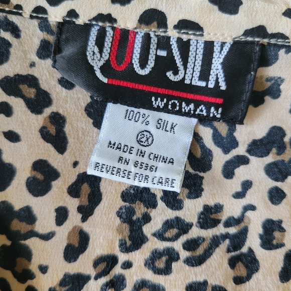 Quo-Silk Animal Print Button Down Short Sleece Shirt Blouse Women's Size 2xl - Picture 7 of 7